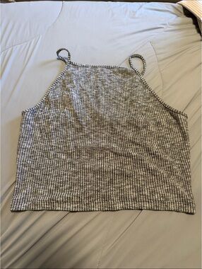 Garage Gray Ribbed Knit Cropped Tank Top